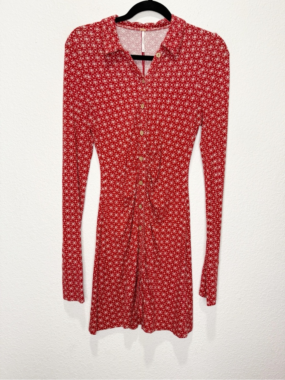 Free People Shayla Mini Dress Collar Button Up Ruched - Picture 5 of 10